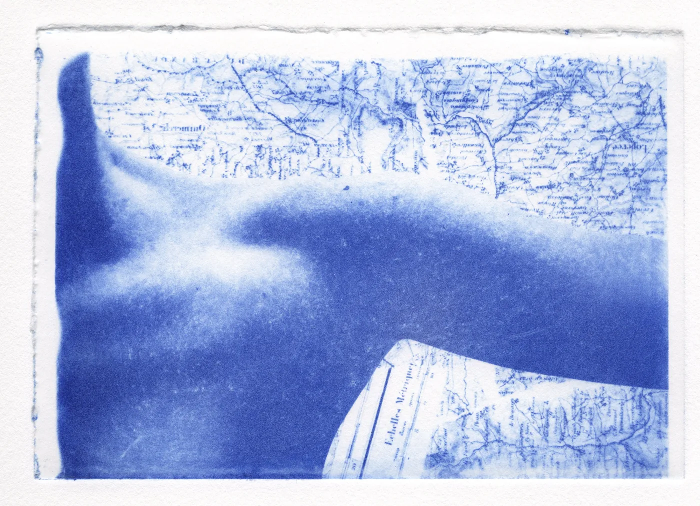 Blue print merging a map and a body
