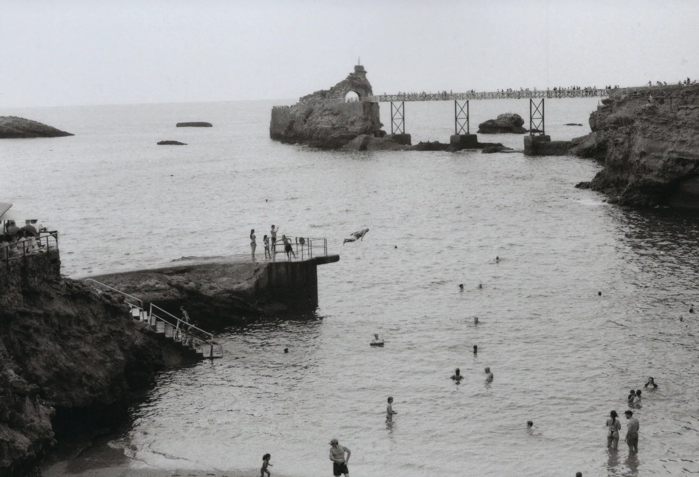 Analog photograph, empty seafront promenade