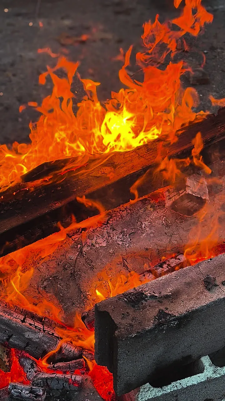 Flames in a wood fire
